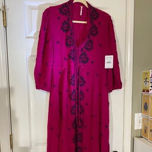 Free People Embroidered Fable Midi Dress